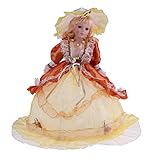 Porzellanpuppe Dekofigur - Viktorianische Damen Figur im Kleidung - : 45cm , Gelbes Kleid
