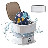 Faltbare Mini Waschmaschine, 10L Tragbare Mobile Waschmaschine mit Ablaufkorb und Wäschesack für Baby-Kleidung, Unterwäsche oder kleine Gegenstände, Reisen, Tourenwagen, Wohnheim, Zuhause (Grau)