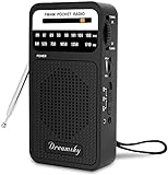 DreamSky Taschenradios batteriebetriebenes AM FM-Radio mit großartiger Empfang, lautem Lautsprecher, Kleines Radio mit AA-Batterie betrieben zum Spazierengehen, Camping Schwarz