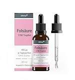 Folsäure Tropfen, 400 µg pro Tagesdosis - 50ml Flasche, SCHWANGERSCHAFT & IMMUNSYSTEM - 100% vegan, ohne Zusätze & laborgeprüft in Deutschland hergestellt