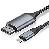 HDMI-Kabel für iPhone, HDMI-Konverter-Kabel, zur Übertragung von i-Phone, i-Pad oder i-Pod auf TV, HDMI-Anschlusskabel, iOS 17, 16, 15, 14, YouTube-TV-Ausgang, HD-Auflösung 1080P, 2 m