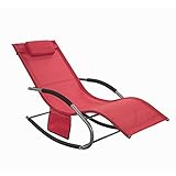 SoBuy OGS28-R Swingliege Schaukelliege Sonnenliege Liegestuhl Relaxliege Gartenliege mit Tasche Gewebe in rot 150 kg Belastung