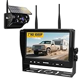 Rückfahrkamera Kabellos Solar Magnetische Rückfahrkamera Funk mit 9900mAh Akku für LKW, Wohnmobil, Anhänger und Wohnwagen. IP69 Wasserdicht, 4IR Nachtsicht, 7' 1080P Split-Screen-Monitor