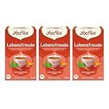 Yogi Tea - Lebensfreude, Ayurvedischer Bio Gewürz- und Kräutertee, von Natur aus koffeinfrei, Mischung aus Basilikum, Orangenschalen und Chili, Yogi Tee 3er Pack, 3x17 Beutel (51 Teebeutel insgesamt)