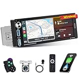 Inefala Autoradio mit Bildschirm 1 Din Unterstützung drahtlosem CarPlay und Android Auto, 6,9 Zoll Auto Radio Touch Display mit Bluetooth, Mirror Link FM EQ SWC Typ C Schnellladung, Rückfahrkamera