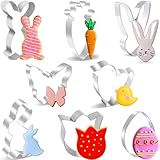 BELSVOR Set mit 8 Ausstechformen Ostern, Ausstecher Ostern aus Edelstahl, Ostern Ausstechformen für Dekoration Keks/Kuchen/Plätzchen/Gebäck, Keksausstecher Ostern 8 Stück