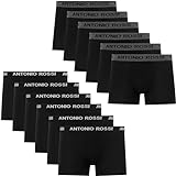 ANTONIO ROSSI (12er-Pack) Herren-Boxer-Hipster - Herren-Boxershorts Multipack mit elastischem Bund, Schwarz, L