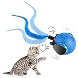 Gofady Katzenball Elektrisch Wiederaufladbar mit Powerball Katze - Interaktiver Spielball für Katzen 360°, 3 Modi Katzenspielzeug Ball Elektrisch mit USB & LED-Leuchten (Blau)