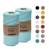 Macrame Garn, 2er-Set Mintgrün, Loopncraft, 2mm - 240m, gedrehte Natürliche Baumwollseil, Recycling Garn