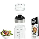 Thiru Dressingshaker Glas 400ml mit Skala - inkl. E-Book mit 25 Dressing Rezepten - für das perfekte Salatdressing - auslaufsicher & spülmaschinenfest