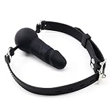 Realistischer Silikon Dildo Knebel für Sexspiele, Silikon Sexspielzeug Bondage Ballknebel für SM Spiele, Sex Toys Penis Knebel für Bondage Fesseln (Schwarz-1)