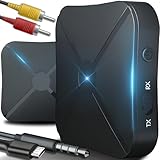 Retoo Audio Transmitter 2in1 Bluetooth Adapter Dongle mit Kabel Aux 3.5mm und RCA, Sender Empfänger, Drahtloser Tragbarer für Auto TV Stereoanlage HiFi Lautsprecher Kopfhörer, Low Latency Kabelloser