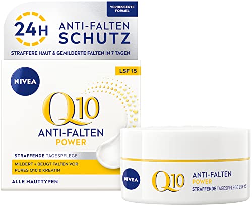 NIVEA Q10 Anti-Falten Power Straffende Tagespflege (50 ml), Gesichtspflege mit 24h Anti-Falten Schutz, Tagescreme mit Doppeleffekt Koenzym Q10 und Kreatin