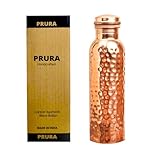 PRURA Wasserflasche aus Kupfer, Federdruck, auslaufsicher, ayurvedisches Trinkgefäß
