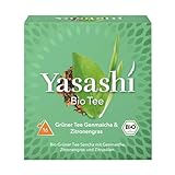 Yasashi Tee | Grüner Tee Genmaicha & Zitronengras | 16 Pyramidenbeutel | Glutenfrei | Laktosefrei | Vegan