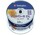 Verbatim DVD Double Layer DVD+R DL 8.5 GB / 240 min 8x, Full printable White No ID, 50 Stück in Cakebox