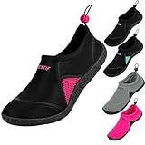 BESTIF Badeschuhe Herren Damen | Schwimmschuhe Neopren Wasserschuhe Kordelzug | Leicht und Bequem | Gr. 36-45 (Schwarz-Rosa, 39)