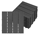 Aufun 22 Stück Terrassenfliesen WPC 30x30cm Kunststoff Klickfliesen Holzoptik mit klicksystem, Filterbares Wasser Premium Fliese Terrassendielen für Garten Balkon Terrasse (2 m²,TypeA Anthrazit)