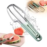 Obstschneider aus Edelstahl 3-in-1, 2024 Neu Wassermelonengabel-Schneidewerkzeug, Kitchen Gadgets Obstgabeln Schneidemesser, Sommer Wassermelonen-Fruchtschneidegabel (Grün)