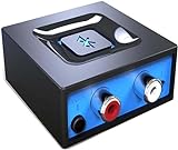 esinkin Kabelloser Bluetooth Audio-Empfänger, Bluetooth-Adapter für PC/Mac/Smartphone/Tablet/AV-Receiver/Stereoanlage, 3.5 mm & Cinch-Eingang, One-Push-Taste(On/Off Taste)