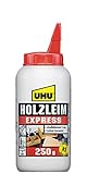 UHU Holzleim Express Flasche, Universeller und besonders schnell trocknender Weißleim - geeignet für alle üblichen Holzarten und -verklebungen, 250 g