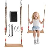 WUSUPU Schaukel Garten,Kinderschaukel Outdoor Indoor,Kinderschaukel aus Holz Schaukelbrett,Holzschaukel Outdoor,Extra Breite Holzschaukel,Schaukelsitz,Brettschaukel,HöHenverstellbar