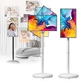 21,5 Zoll Tragbarer Fernseher Mit Android-Betriebssystem, Rollbares Tablet Mit Drehbarem Touchscreen-Monitor, Eingebauter 6000-Mah-Akku (4–6 Stunden), Tragbarer 1080p-Touchscreen-Monitor White-4+64G