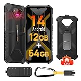 Ulefone Armor X13 Outdoor Smartphone Android 14, 12GB + 64GB/SD-256GB 6320mAh Akku, IP68/IP69K Outdoor Handy, 50MP+24MP Nachtsichtkamera, 5GHz Wi-Fi/NFC/OTG/GPS Dual SIM Schwarz 2 Jahre Garantie