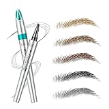 5 Farben flüssig Härchenzeichnung Augenbrauenstift mit Micro-Fork-Spitze, natürlich Microblading Effekt für undichte Augenbrauen (#5 Grau)