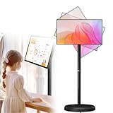 ZyKnaurral Tragbarer 21,5-Zoll-Smart-TV Auf Rädern, Drehbarer Fhd-Touchscreen-Monitor, Android-Betriebssystem, 6000-Mah-Akku, Unterstützt Typ-C-Anschluss, Bluetooth, WLAN, Sprachsteuerung Black-4+64G
