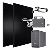 Balkonkraftwerk 1300W Solaranlage mit Speicher Marstek B2500 2240Wh, 800W TSUN Micro Wechselrichter, 2x500W Bifazial Solarmodule Vollschwarz, Photovoltaik PV Anlage mit Solarspeicher und Smart Meter