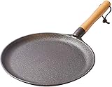 HAODUOO Pfannkuchen-Crepes-Bratpfanne aus Gusseisen, Induktion, mit Griff, Pfanne for Steak-Pizza, Braten von Eiern, for Frühstück, 18 cm Bratpfanne Wok(30cm)