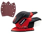 Einhell Multischleifer TE-OS 1320 (130 W, Schwingkreis-Ø 2 mm, Schleiffläche 150 x 150 x 100 mm, Staubfangbox, inkl. 3x Schleifpapier), Rot