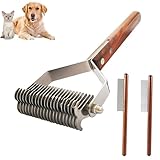 Tinuzo Professionelle Haustierbürste mit Holzgriff, mit Edelstahl, Bürste für Langhaar und Kurzhaar, für Haustiere, Katzen, Hunde, entfernt Schuppen, Schmutz und entwirrt