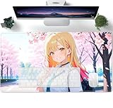 Mauspad XXL Sexy Anime Girl Ahegaoface Mousepad groß Motiv Tischunterlage Large Size verbessert Präzision und Geschwindigkeit auch für Roccat Razer Logitech Maus und Tas 600x300mm