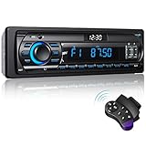 RDS Autoradio Bluetooth für 9-24V, FM/AM 1Din Autoradio mit Bluetooth Freisprecheinrichtung, 7 Farben Autoradio mit 2 USB/MP3 Player/AUX/SD/Unabhängige Uhr, 30 Sender Gespeichert Werden