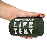 Go Time Gear Life Tent Notfallzelt – Biwakzelt für 2 Personen – Geeignet als Notfallzelt und -Schutz, Rohrzelt, Survival Ausrüstung – Zelt 2 Personen mit Survival-Pfeife und Paracord-Kordelzug - Grün