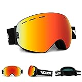 Vgooar OTG Skibrille, Randlose Skibrille mit Anti-Fog-Beschichtung Doppelscheibe, 100% UV400 Schutz Ski Snow Brille für Herren/Damen
