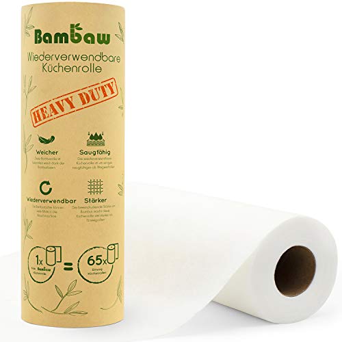 Bambus Küchenrolle | Waschbare Bambustücher | Saugstarke und Reißfeste Haushaltstücher | küchenrolle Wiederverwendbar | Papiertücher | schnelltrocknend | Bambaw