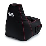 Game Over 8Bit Kinder Mini Videospiel Sitzsack für Videospiele | Wohnzimmer | Seitentaschen für Steuergeräte | Headset-Halter | Ergonomisches (Elektrisches Purpur)
