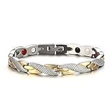 JITNGA Edelstahl Schmuck Stahl Titan Magnetarmband Damen Magnetarmband Magnetisches Armreif Für Männer Frauen (Silber+Gold)