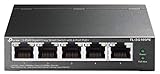 TP-Link TL-SG105PE 5-Port Gigabit Managed LAN PoE Switch mit 4 PoE+ Ports (65 Watt, IEEE-802.3af/at, einfache Konfiguration, IGMP, QoS, VLAN, lüfterlos, robustes Metallgehäuse) Schwarz