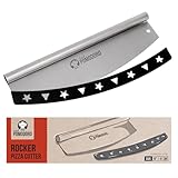 Chef Pomodoro Pizza‑Wiegemesser, Profi‑Pizzaschneider, Mezzaluna Cutter, großes Werkzeug aus rostfreiem Edelstahl mit Schutzhülle und komfortablem Griff, ideal für Teig, Fladenbrot, Kräuter (40,5 cm)