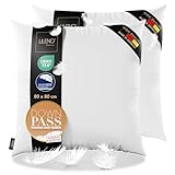 LILENO HOME 3-Kammer Daunenkissen 80x80 (2er Set) - Allergiker geeignet - Baumwoll Kissen 80x80 mit Federn & Daunen Füllung - langlebig & atmungsaktives Kopfkissen 80x80 Daunen u. Federfüllung
