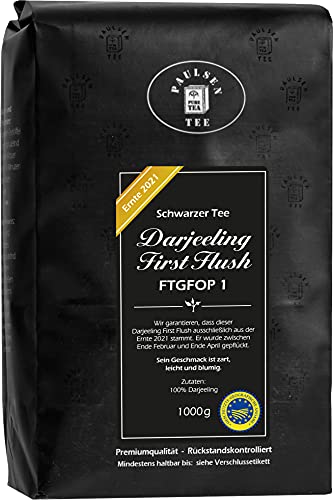 Darjeeling First Flush FTGFOP1 'Ernte 2021', 1000g (41,95 Euro/kg), Paulsen Tee schwarzer Tee rückstandskontrolliert & zertifiziert