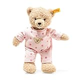 Steiff Teddy and Me Teddybär Mädchen Baby mit Schlafanzug 25 cm, Teddy Bär mit rosa Schlafanzug, Kuscheltier für Babys, weich & waschbar