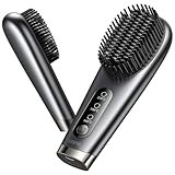 llano Kabellose Glättbürste Mini Haarglätter BürsteTragbarer Haarglätter für Anwendung unterwegs, 3 MCH Heiztechnologie (Dunkelgrau)