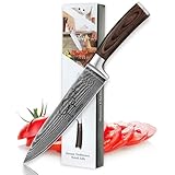 Wakoli EDIB Damastmesser mit Gravur I Personalisiertes Kochmesser mit 20 cm Klinge aus 67 Lagen Damaststahl mit VG10-Kern I Chefmesser mit Pakkaholzgriff I Küchenmesser in Geschenk Box