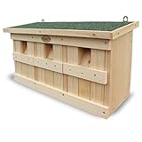 HABAU Nistkasten und Spatzenhaus mit 3 Brutkammern, aus Massivholz, vollverschraubt udn fertig montiert, 45,5 x 17 x 23 cm, ideal für Koloniebrüter geeignet