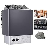 hKjPlvf Electirc Sauna Heaters(Timer: 0-180 Min, Temperature: 0-110℃), 3KW-6KW Stainless Steel Electric Sauna Heating Stove, Inner Control Dry Sauna Stove forfor Sauna Rooms and Steam Bath,3KW